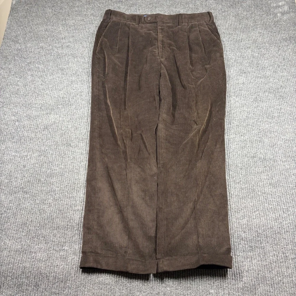 Lauren Ralph Lauren Pants Mens 38x29 Brown Corduroy Pleated Dress Cuffed Brown
